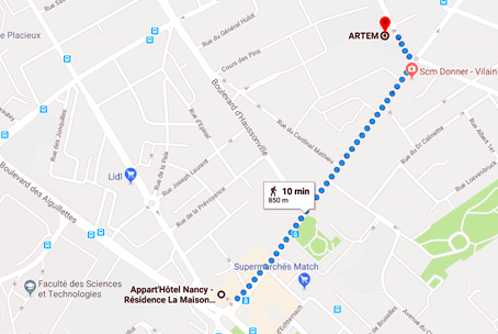 itinéraire ARTEM -Appart Hotel